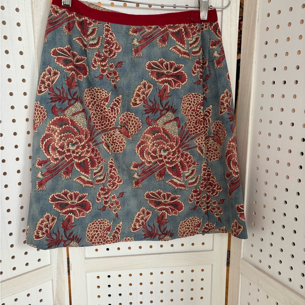 Coldwater Creek A-Line Skirt - Red and Blue Floral